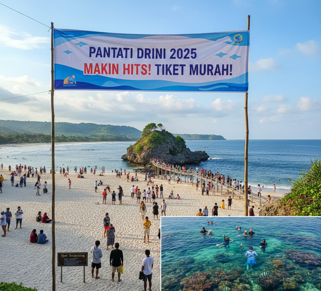 Pantai Drini Gunungkidul 2025 Makin Hits, Tiket Murah, Pasir Putih, Spot Snorkeling hingga Pulau Karang Instagramable