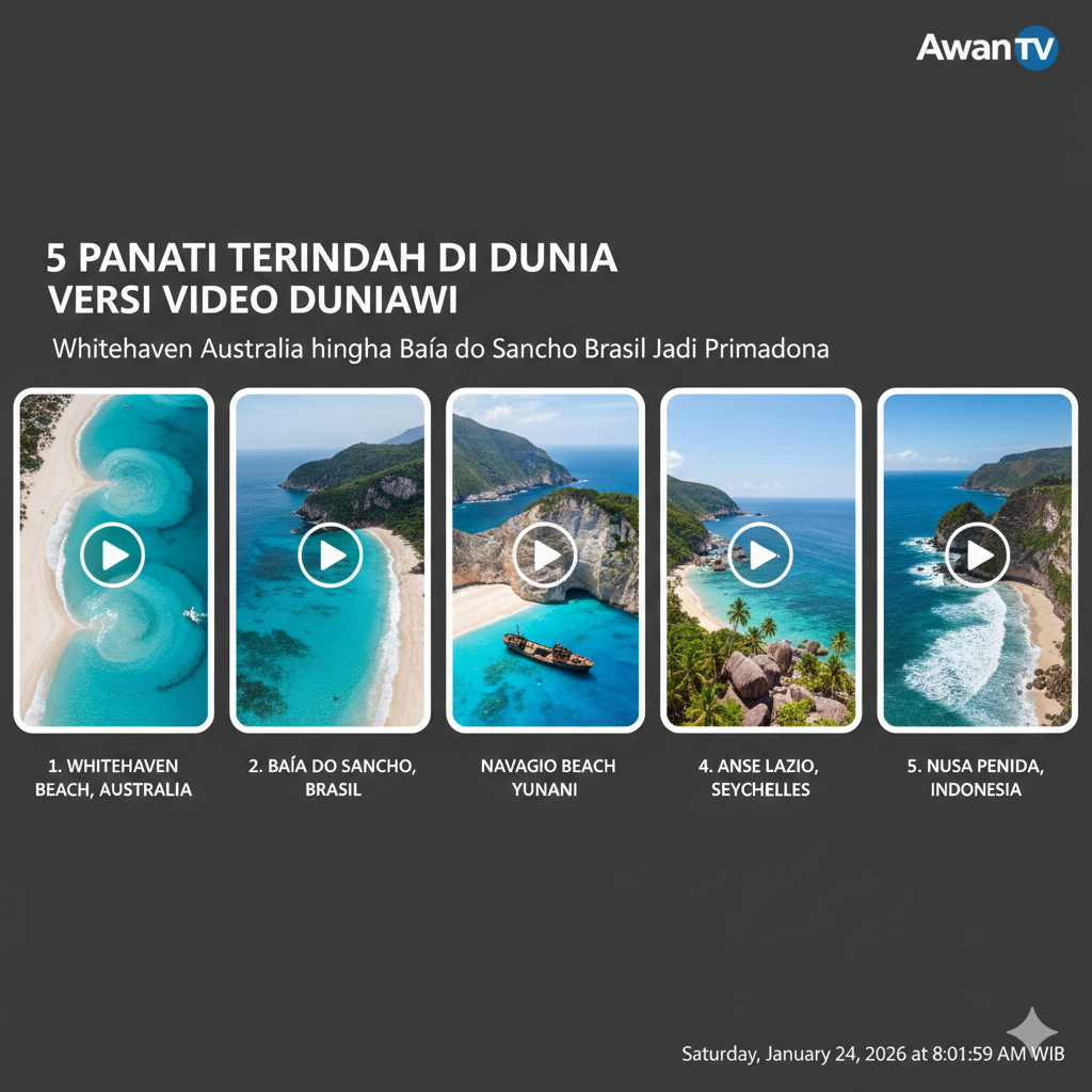 5 Pantai Terindah di Dunia Versi Video Duniawi, Whitehaven Australia hingga Ba&iacute;a do Sancho Brasil Jadi Primadona