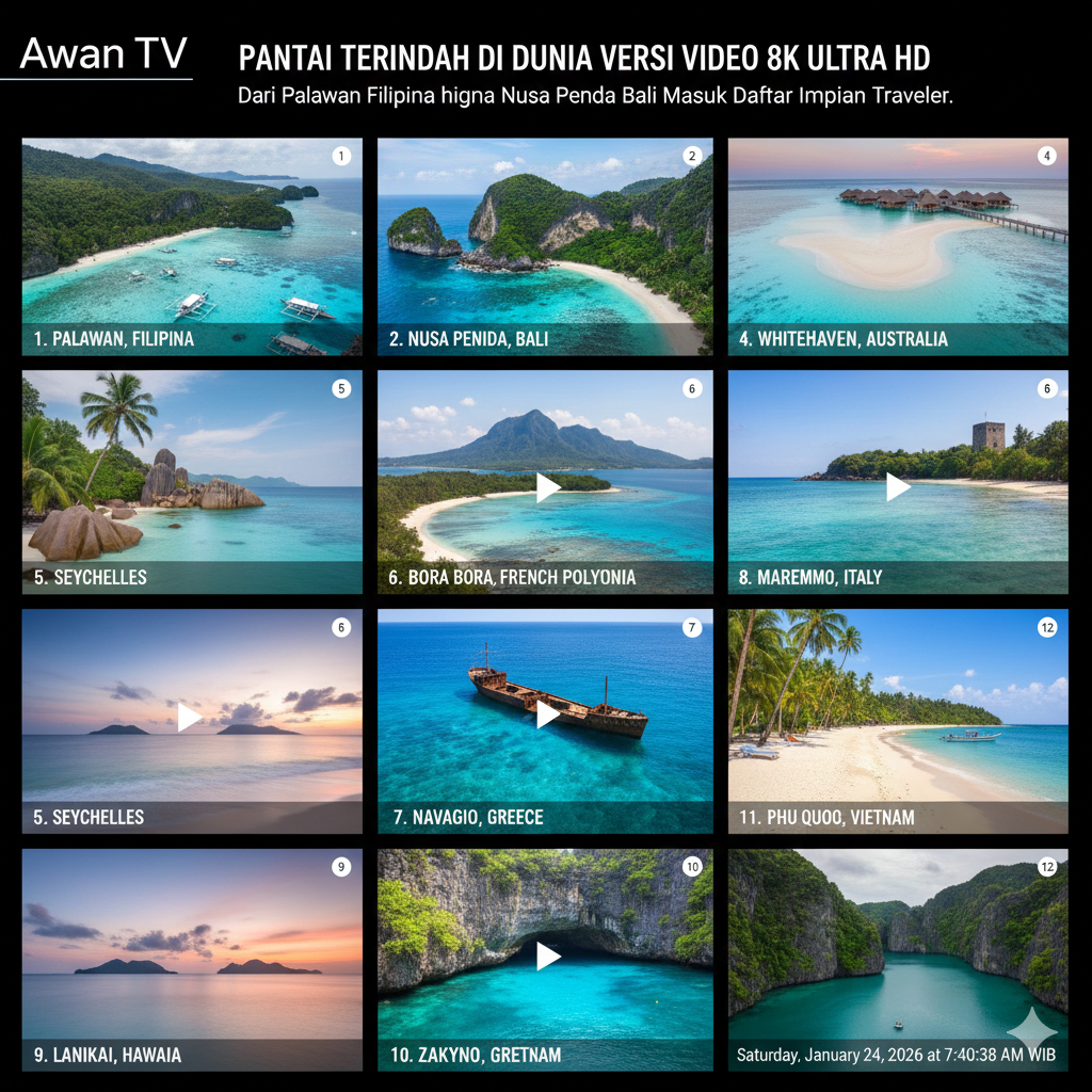Pantai Terindah di Dunia Versi Video 8K Ultra HD, Dari Palawan Filipina hingga Nusa Penida Bali Masuk Daftar Impian Traveler