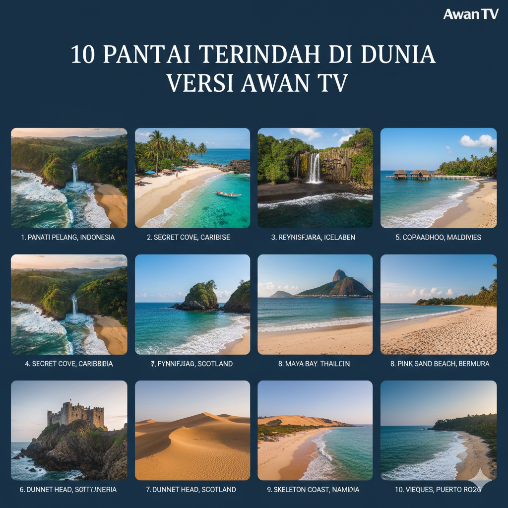 10 Pantai Terindah di Dunia Versi Awan TV, Ada dari Indonesia hingga Karibia yang Dijuluki Surga Tersembunyi