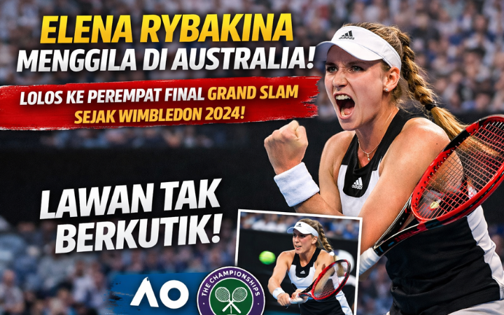 Elena Rybakina merayakan poin penting saat memastikan tiket perempat final Australia, pencapaian Grand Slam pertamanya sejak Wimbledon 2024.