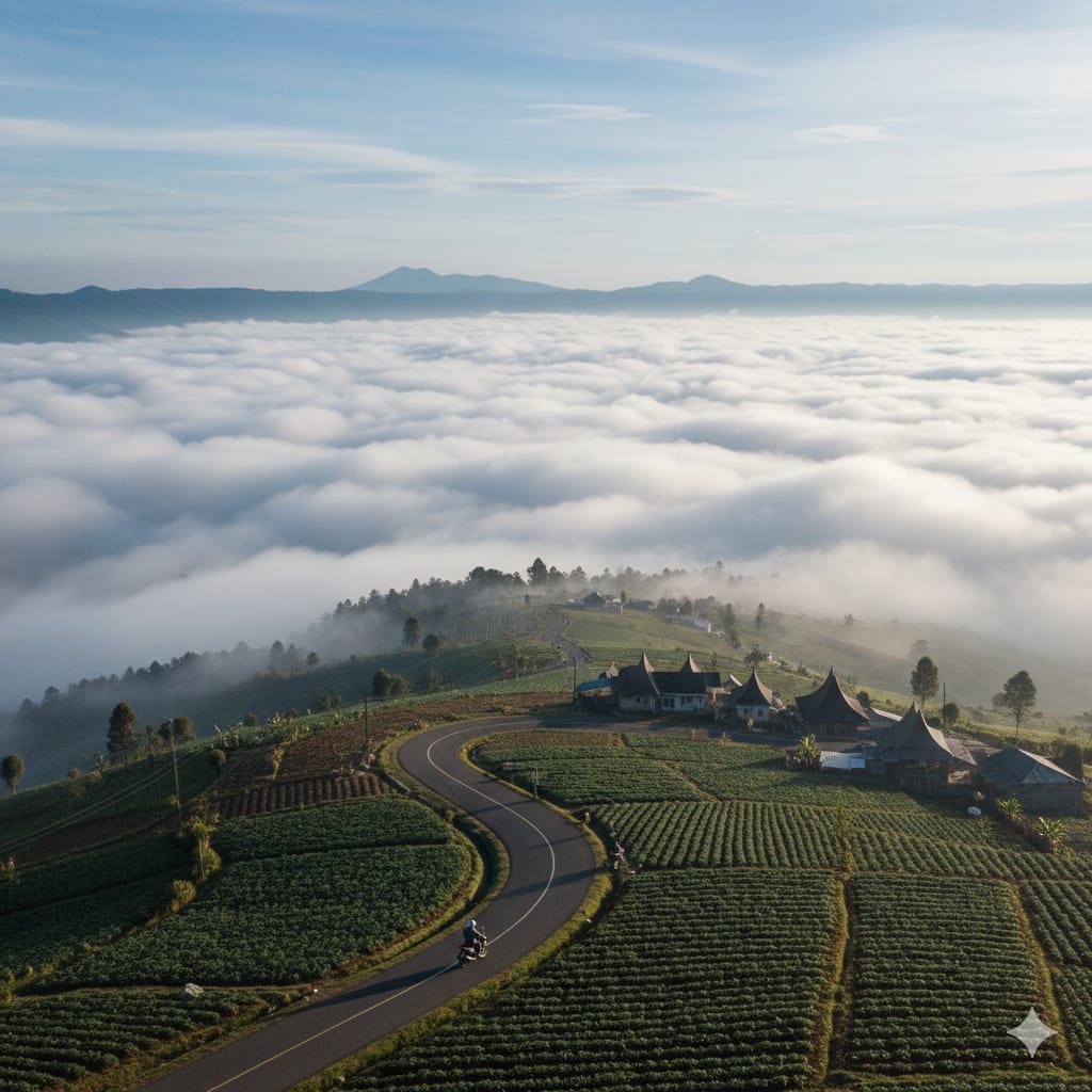 Wisata Dieng Plateau di bulan Juli menawarkan perjalanan menantang, udara dingin ekstrem, dan panorama negeri di atas awan dari Wonosobo.
