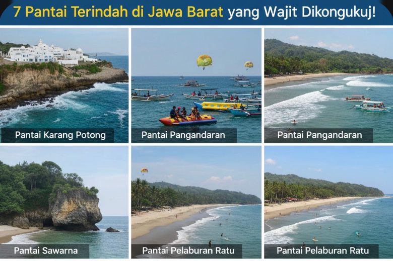7 pantai terindah di Jawa Barat yang wajib dikunjungi! Ada Pantai Karang Potong ala Santorini hingga watersport seru di Pangandaran.