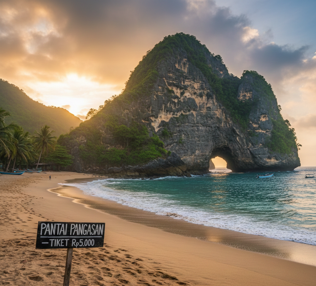 Pantai Pangasan Pacitan, Surga Tersembunyi di Jalur Selatan dengan Tebing Gunung Lanang dan Tiket Rp5.000