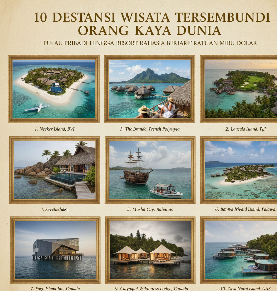 10 Destinasi Wisata Tersembunyi Orang Kaya di Dunia, Pulau Pribadi hingga Resort Rahasia Bertarif Ratusan Ribu Dolar