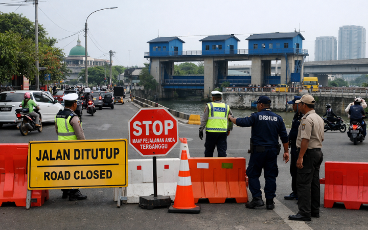 Penutupan Jalan KS Tubun, Kota Tangerang, dilakukan sementara untuk mendukung syuting film Korea Selatan Extraction Tiger yang dibintangi Lisa Blackpink dan Ma Dong-seok, akhir Januari 2026.