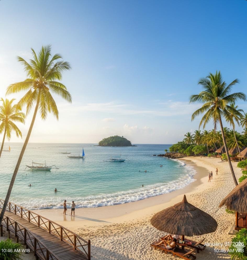 Pantai Kelapa Tuban tawarkan wisata rindang dengan ribuan pohon kelapa, tiket Rp10 ribu, cocok untuk liburan santai keluarga.