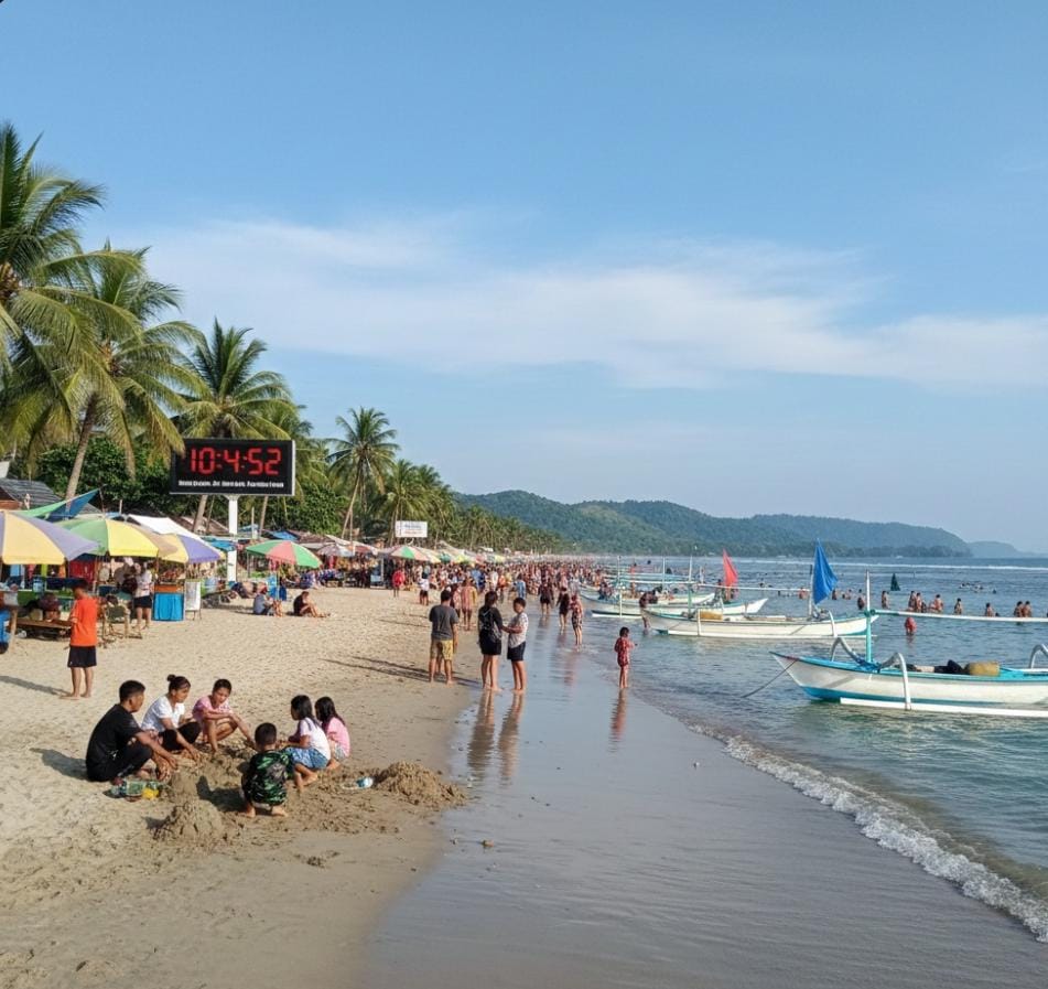 Pantai Pangasan Pacitan menawarkan panorama unik sawah, laut biru, dan Gunung Lanang dengan akses ekstrem yang terbayar keindahannya.