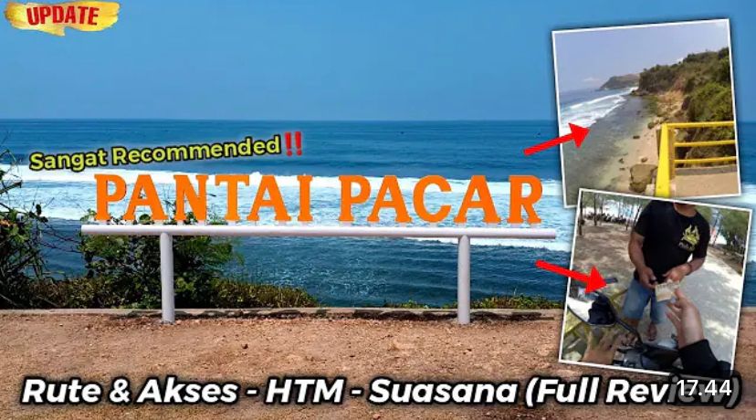 Pantai Pacar Tulungagung viral di  2025! Tiket Rp5 ribu weekday, weekend Rp8 ribu. Ada gazebo, warung, spot foto estetik.