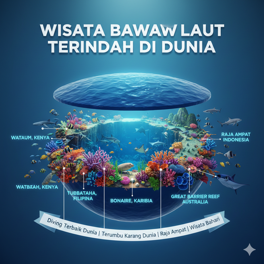 Wisata bawah laut terindah di dunia hadir dari Kenya, Filipina, Australia hingga Raja Ampat Indonesia yang mendunia.