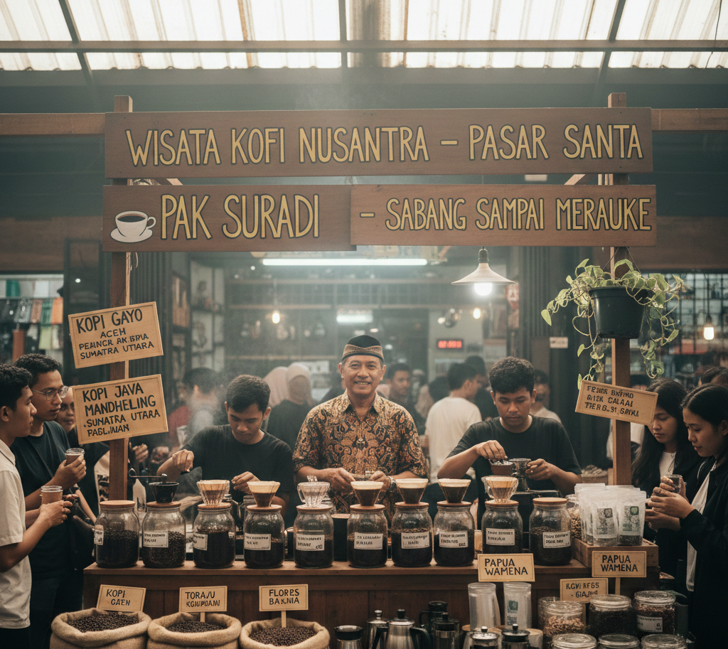 Wisata Kopi Nusantara di Pasar Santa, Pak Suradi Kumpulkan Kopi dari Sabang sampai Merauke untuk Edukasi dan Usaha Kopi