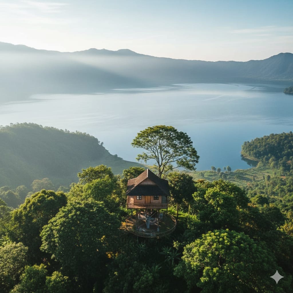 Danau Toba menawarkan sensasi menginap di rumah pohon, main kano, hingga jelajah desa adat Batak dengan panorama alam memukau.