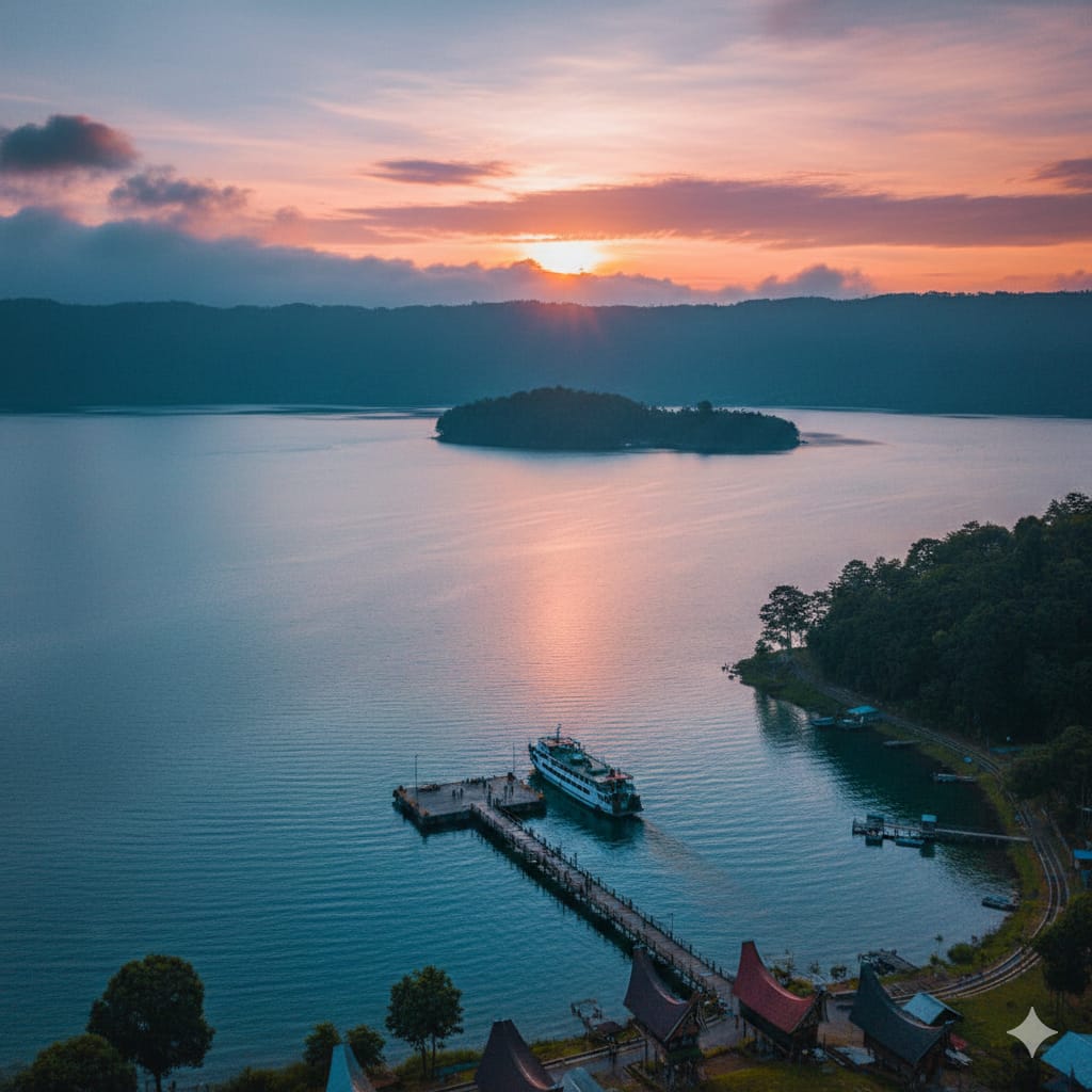 Menjelajah Danau Toba dari Parapat ke Samosir, lengkap panduan tiket kapal feri, hotel, dan pesona budaya Batak Toba.