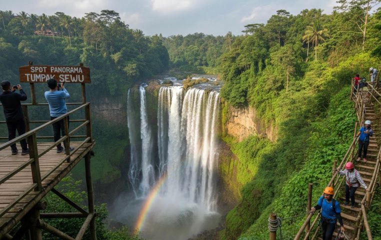 Air Terjun Tumpak Sewu di Lumajang menawarkan panorama tirai air setinggi 120 meter, jalur ekstrem, dan pesona alam kelas dunia.