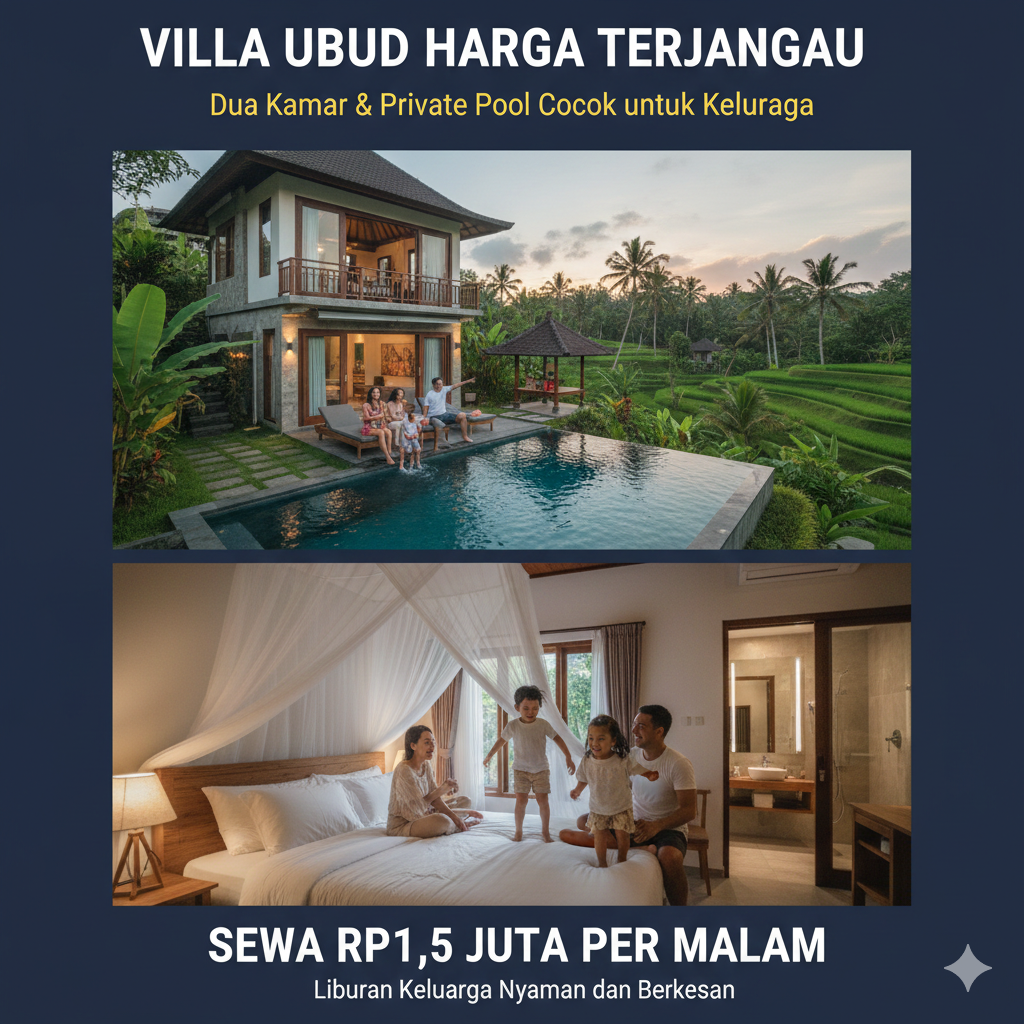 Villa Ubud dengan Dua Kamar dan Kolam Renang Ini Disewakan Rp1,5 Juta per Malam, Cocok untuk Liburan Keluarga