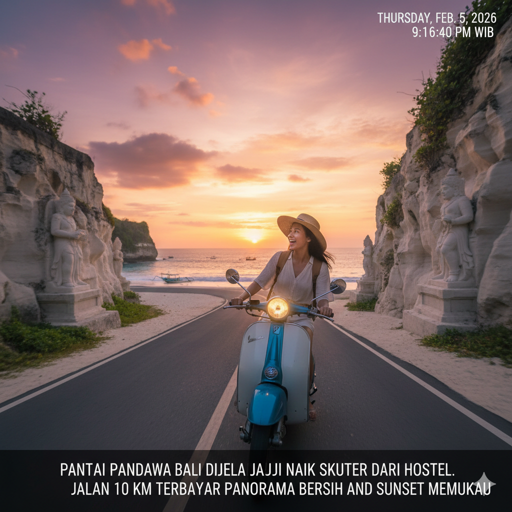Pantai Pandawa Bali Dijelajahi Naik Skuter dari Hostel, Jalan 10 Km Terbayar Panorama Bersih dan Sunset Memukau