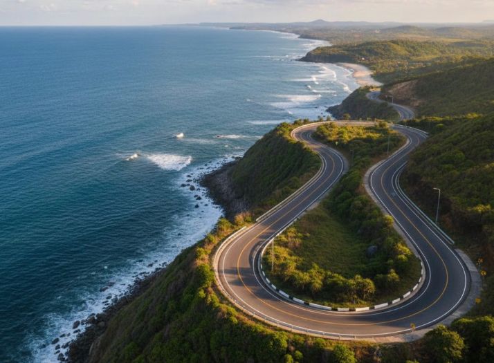 Jalan Kelok 18 JJLS Yogyakarta makin mendekati rampung, menghubungkan Bantul&ndash;Gunungkidul dengan panorama Samudra Hindia.
