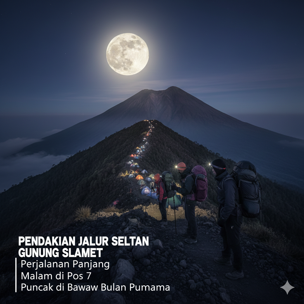 Pendakian Jalur Selatan Gunung Slamet: Perjalanan Panjang, Malam di Pos 7, hingga Puncak di Bawah Bulan Purnama