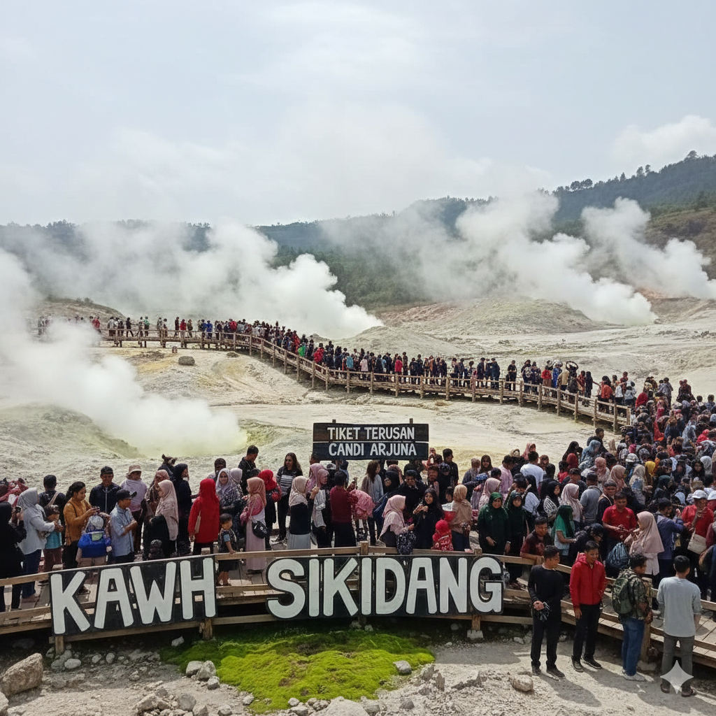 Kawah Sikidang Dieng Diserbu Wisatawan Saat Libur Panjang, Tiket Terusan Candi Arjuna Jadi Daya Tarik Utama