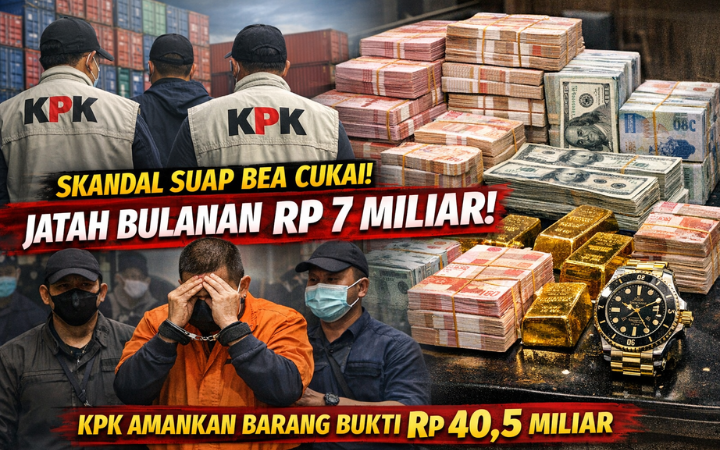 Petugas KPK menunjukkan barang bukti hasil OTT kasus suap Bea Cukai berupa uang tunai berbagai mata uang, logam mulia, dan jam tangan mewah dengan total nilai sekitar Rp40,5 miliar.