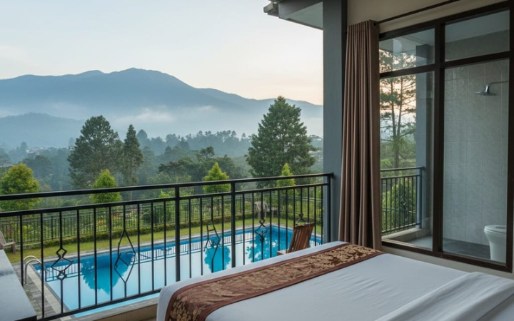 Hotel murah di Puncak Bogor Rp150 ribuan dengan kolam renang, aula, dan view pegunungan. Gria Astuti jadi favorit wisatawan hemat.