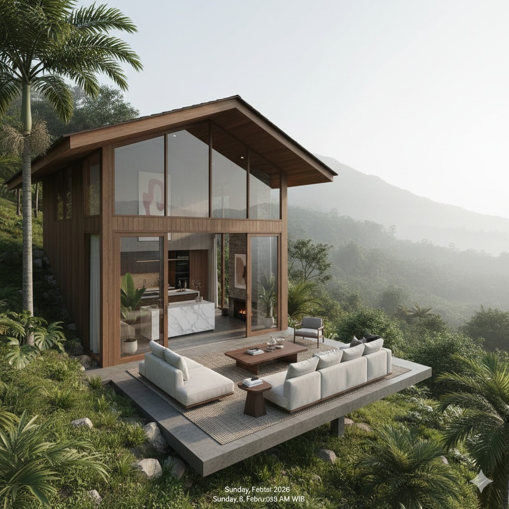 Villa Daksinadalu Dago Giri Bandung Barat Curi Perhatian, Fasad Sederhana dengan Interior Mewah dan View Alam Lembah