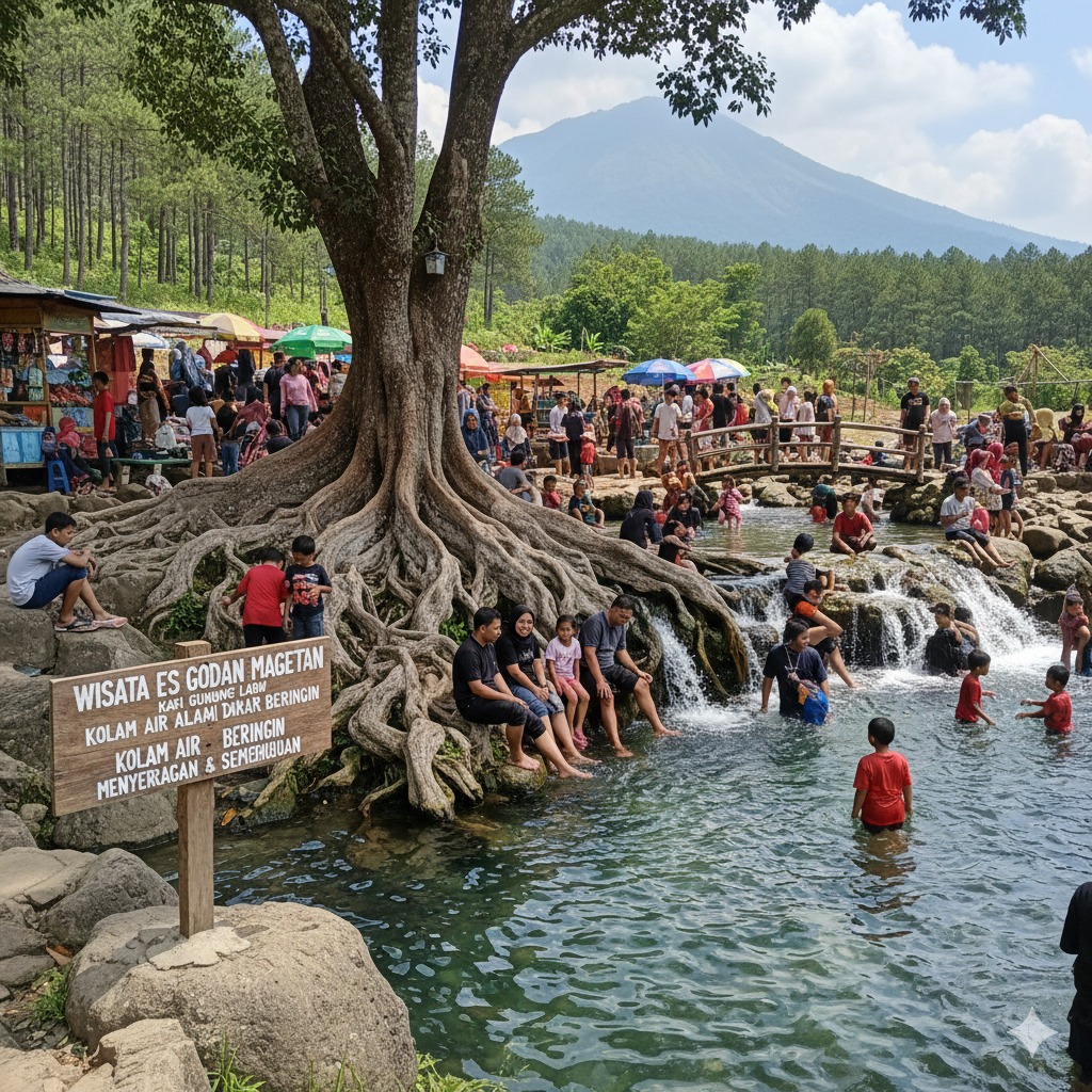 Wisata Es Godan Magetan di Kaki Gunung Lawu Langsung Diserbu Pengunjung, Kolam Air Alami dari Akar Beringin Ini Jadi Daya Tarik