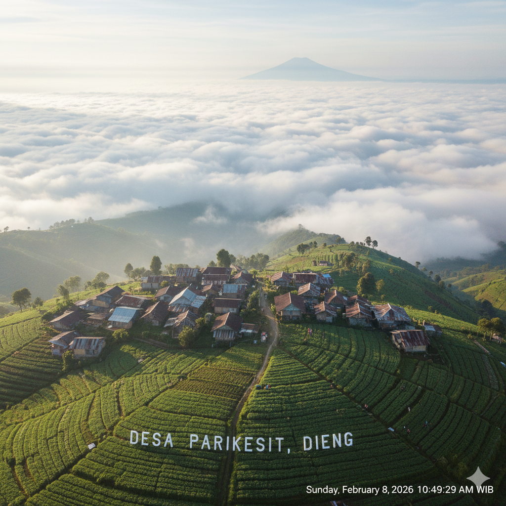 Desa Parikesit Dieng di Tepi Jurang Pegunungan, Negeri di Atas Awan dengan Ladang Kentang dan Lautan Kabut