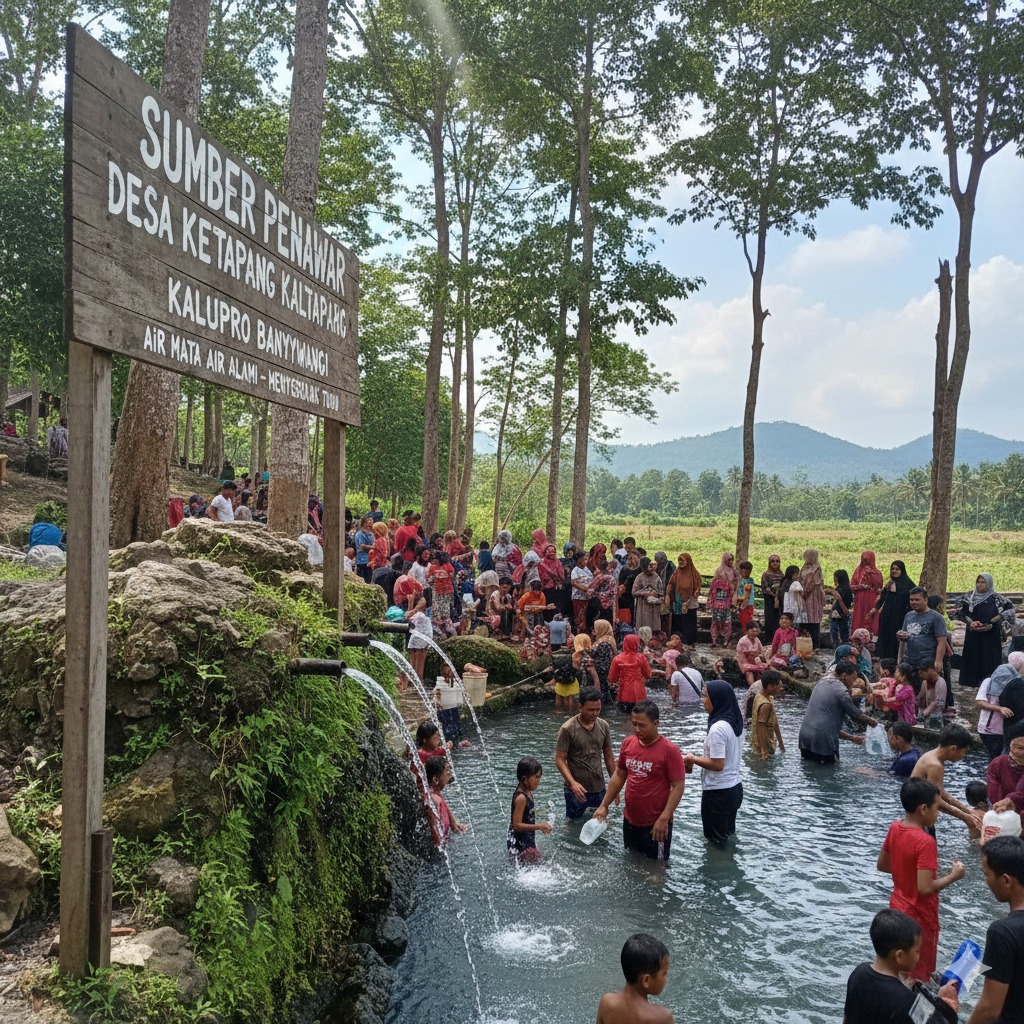 Sumber Penawar Desa Ketapang Kalipuro Banyuwangi Ramai Didatangi Warga, Air Mata Air Alami Ini Disebut Bisa Menyegarkan Tubuh