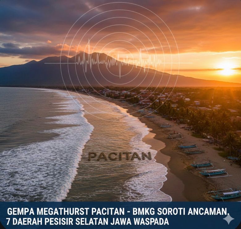 Gempa Megathrust Pacitan jadi sorotan BMKG. Tujuh daerah pesisir selatan Jawa diminta waspada ancaman gempa besar.