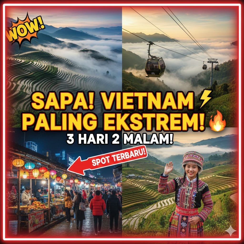 Panduan wisata Sapa Vietnam 3 hari 2 malam ke Fansipan dan Cat Cat Village lengkap dengan tips dan estimasi biaya perjalanan.