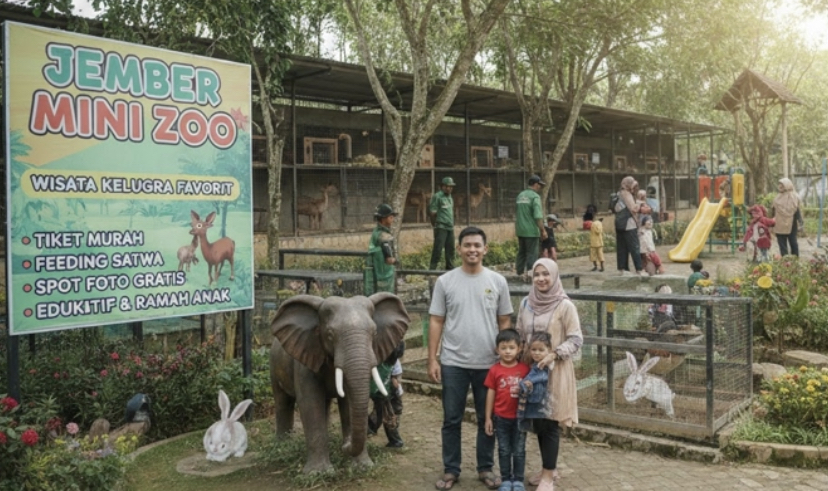 Jember Mini Zoo jadi wisata keluarga favorit di Jember. Tiket murah, feeding satwa, spot foto gratis, edukatif, dan ramah anak.