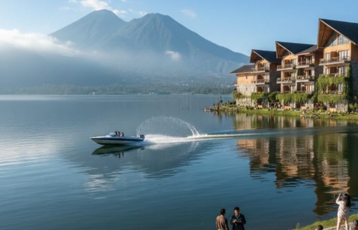 Liburan ke Telaga Sarangan Magetan makin seru! Ada speedboat, sate kelinci ikonik, hingga resort view Gunung Lawu.