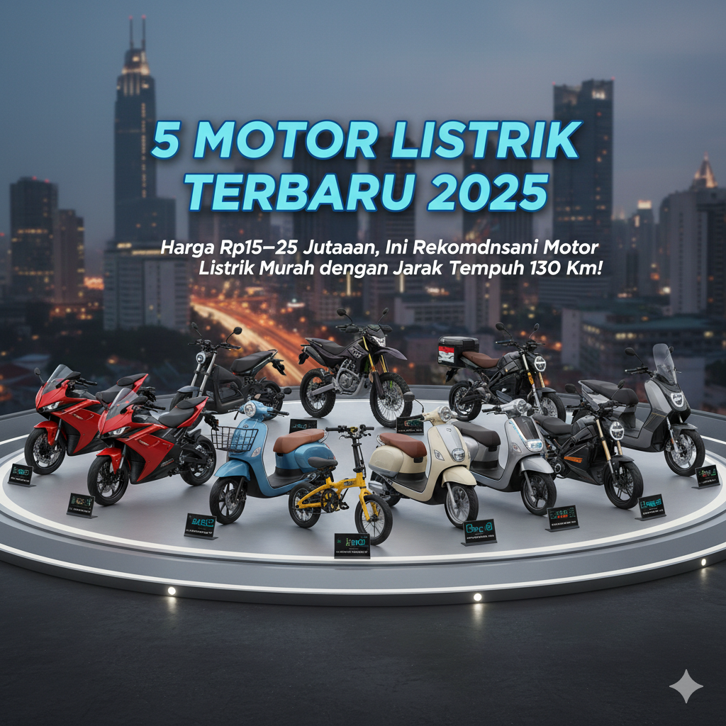 5 Motor Listrik Terbaru 2025 Harga Rp15&ndash;25 Jutaan, Ini Rekomendasi Motor Listrik Murah dengan Jarak Tempuh 130 Km!