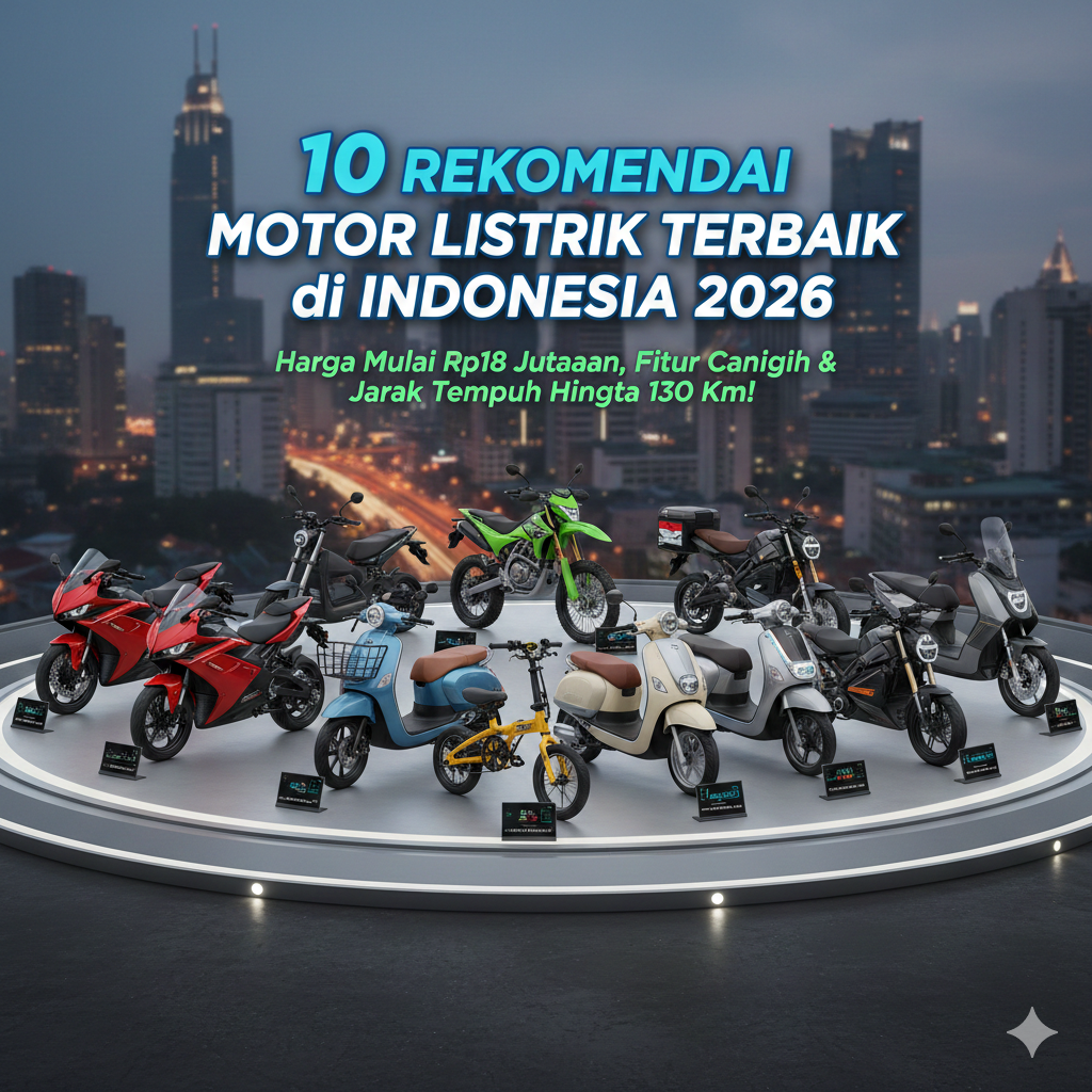 10 Rekomendasi Motor Listrik Terbaik di Indonesia 2026: Harga Mulai Rp18 Jutaan, Fitur Canggih dan Jarak Tempuh Hingga 130 Km!