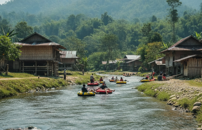 Desa Wisata Sindang Kasih Garut tawarkan River Tubing 750 meter, tiket murah, dan dikelola murni oleh masyarakat.
