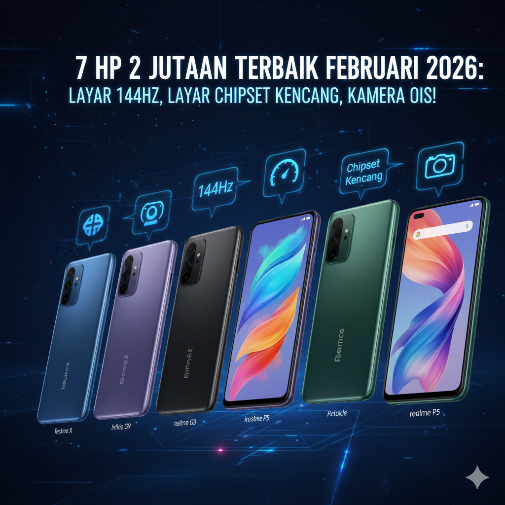 7 HP 2 Jutaan Terbaik Februari 2026: Layar 144Hz, Chipset Kencang, Kamera OIS!