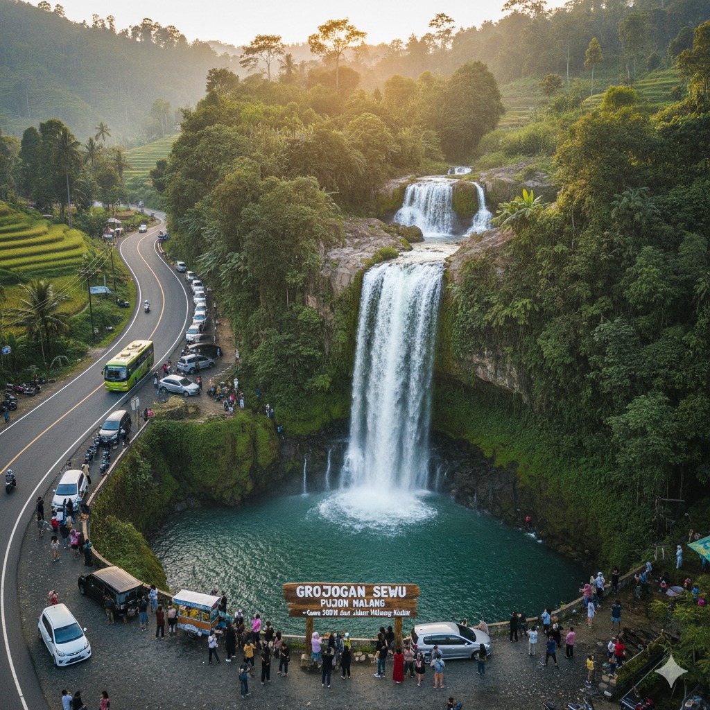 Grojogan Sewu Pujon Malang Viral! Air Terjun di Tepi Jalan Raya Ini Cuma 200 Meter dari Jalur Malang&ndash;Kediri