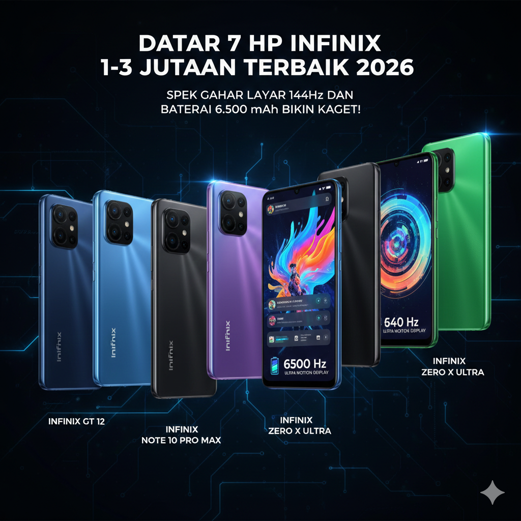 Daftar 7 HP Infinix 1&ndash;3 Jutaan Terbaik 2026, Spek Gahar Layar 144Hz dan Baterai 6.500 mAh Bikin Kaget!