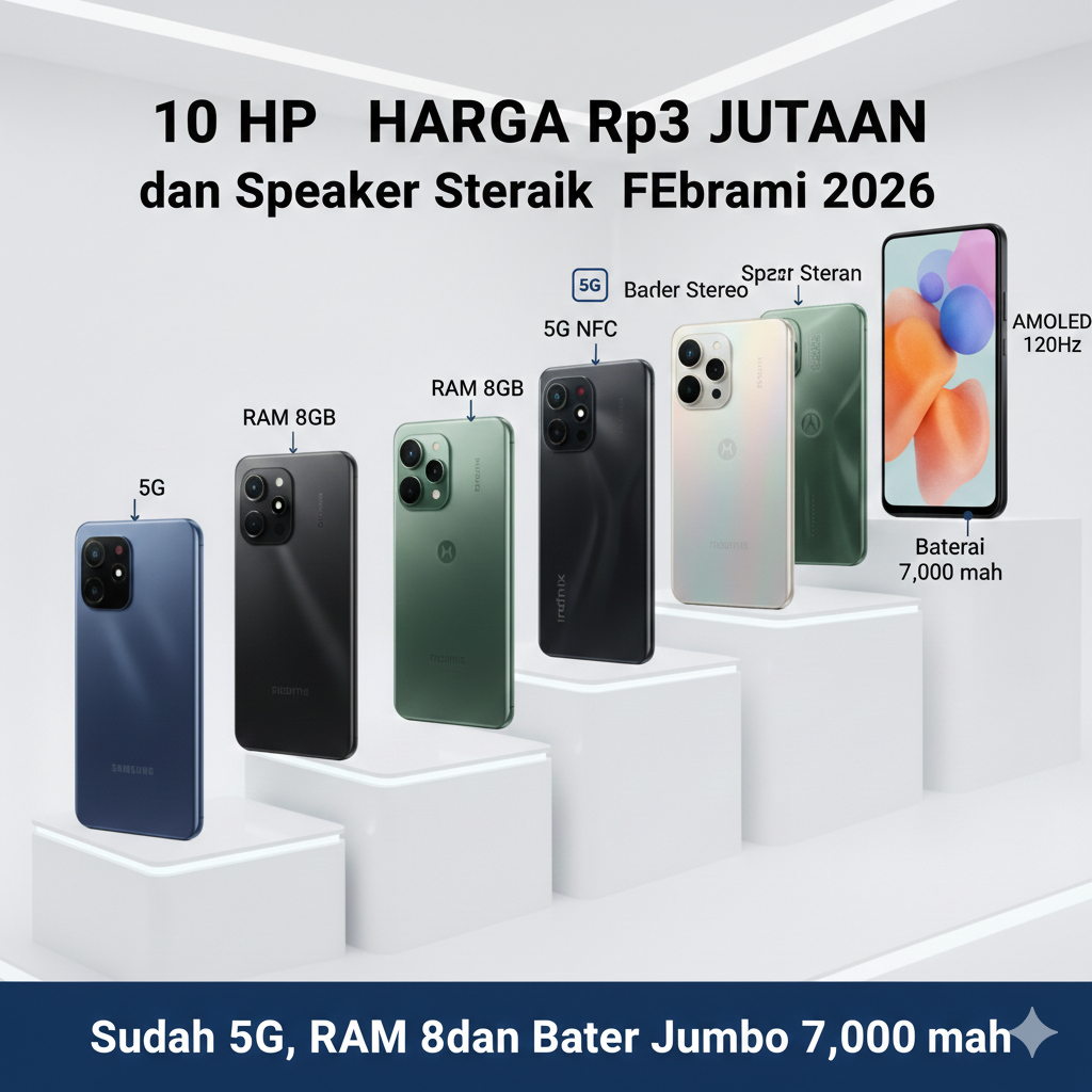 10 HP Harga Rp3 Jutaan Terbaik Februari 2026, Sudah 5G, RAM 8GB dan Baterai Jumbo 7.000 mAh