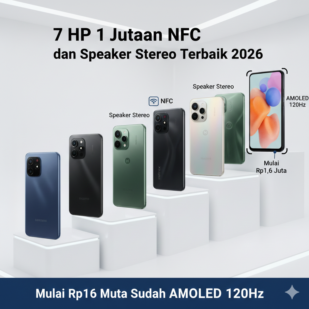 7 HP 1 Jutaan NFC dan Speaker Stereo Terbaik 2026, Mulai Rp1,6 Juta Sudah AMOLED 120Hz