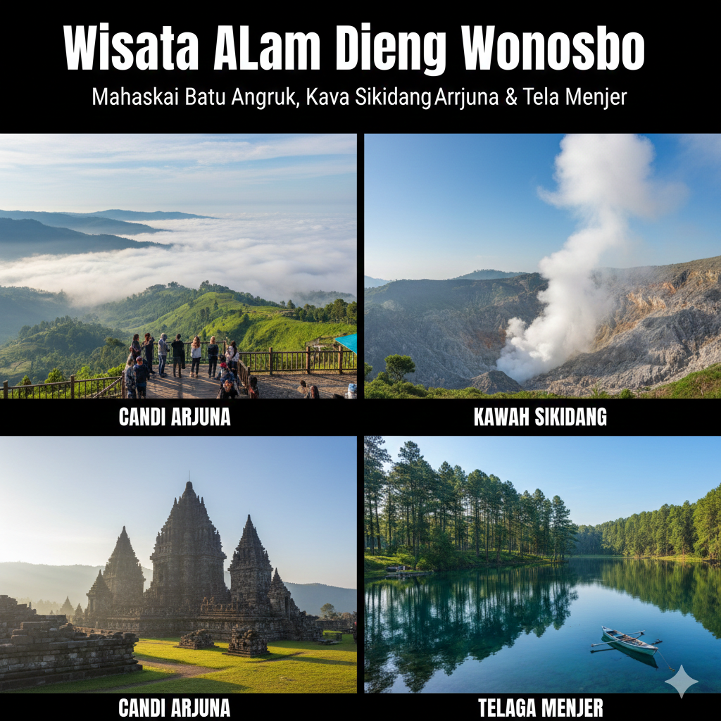 Wisata Alam Dieng Wonosobo: Mahaskai Batu Angkruk, Kawas Kidang, Candi Arjuna & Telaga Menjer