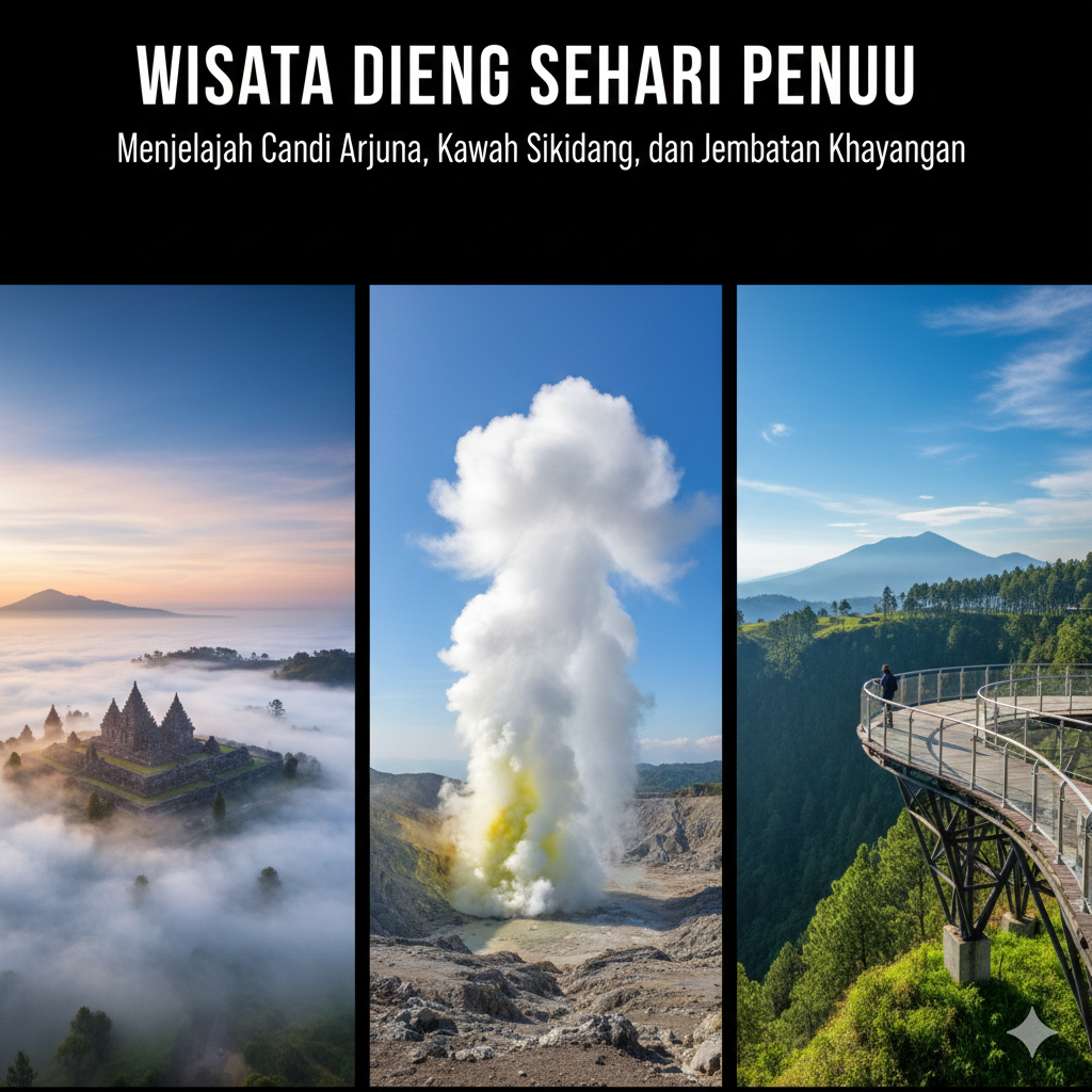 Wisata Dieng Sehari Penuh: Menjelajah Candi Arjuna, Kawah Sikidang, dan Jembatan Kayangan