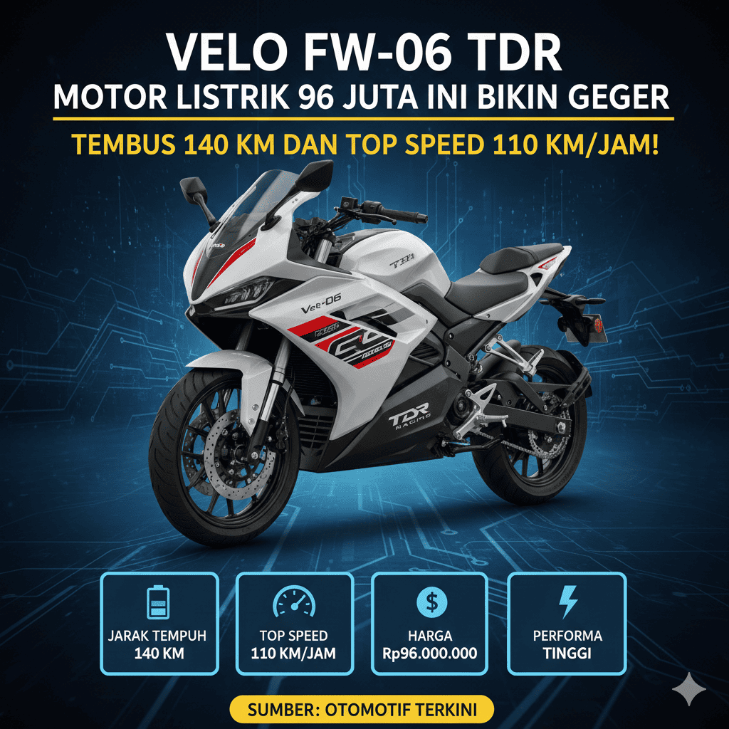 Velo FW-06 TDR Motor Listrik 96 Juta Ini Bikin Geger, Tembus 140 KM dan Top Speed 110 Km/Jam!