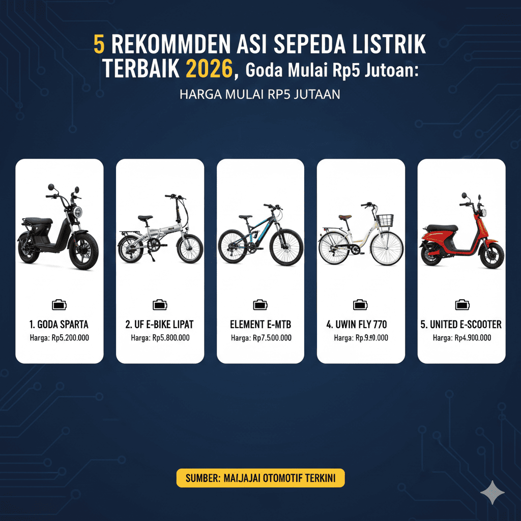 5 Rekomendasi Sepeda Listrik Terbaik 2026, Harga Mulai Rp5 Jutaan: Goda Sparta hingga Uwin Fly T70