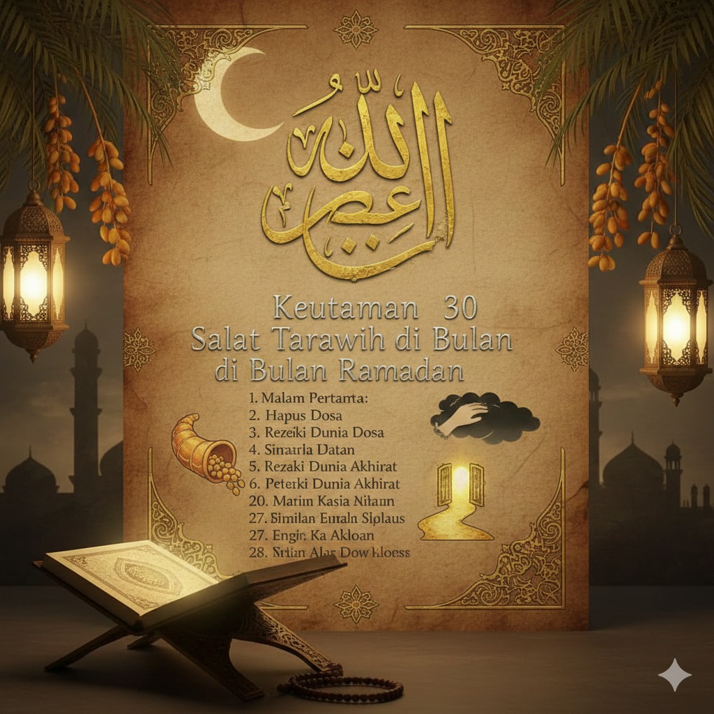 30 Keutamaan Salat Tarawih di Bulan Ramadan, Malam Pertama Hapus Dosa hingga Rezeki Dunia Akhirat