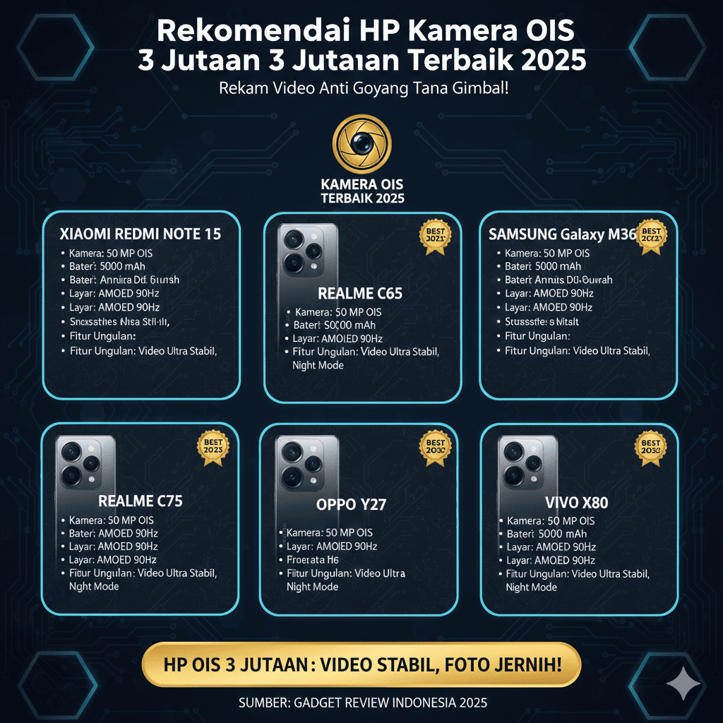 Rekomendasi HP Kamera OIS 3 Jutaan Terbaik 2025, Rekam Video Anti Goyang Tanpa Gimbal!
