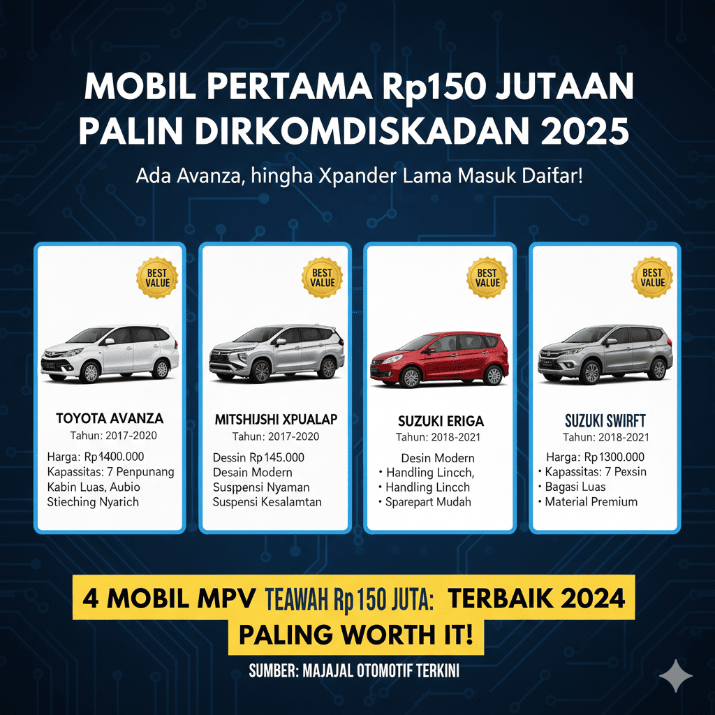 Mobil Pertama Rp150 Jutaan Paling Direkomendasikan 2025, Avanza hingga Xpander Lama Masuk Daftar!