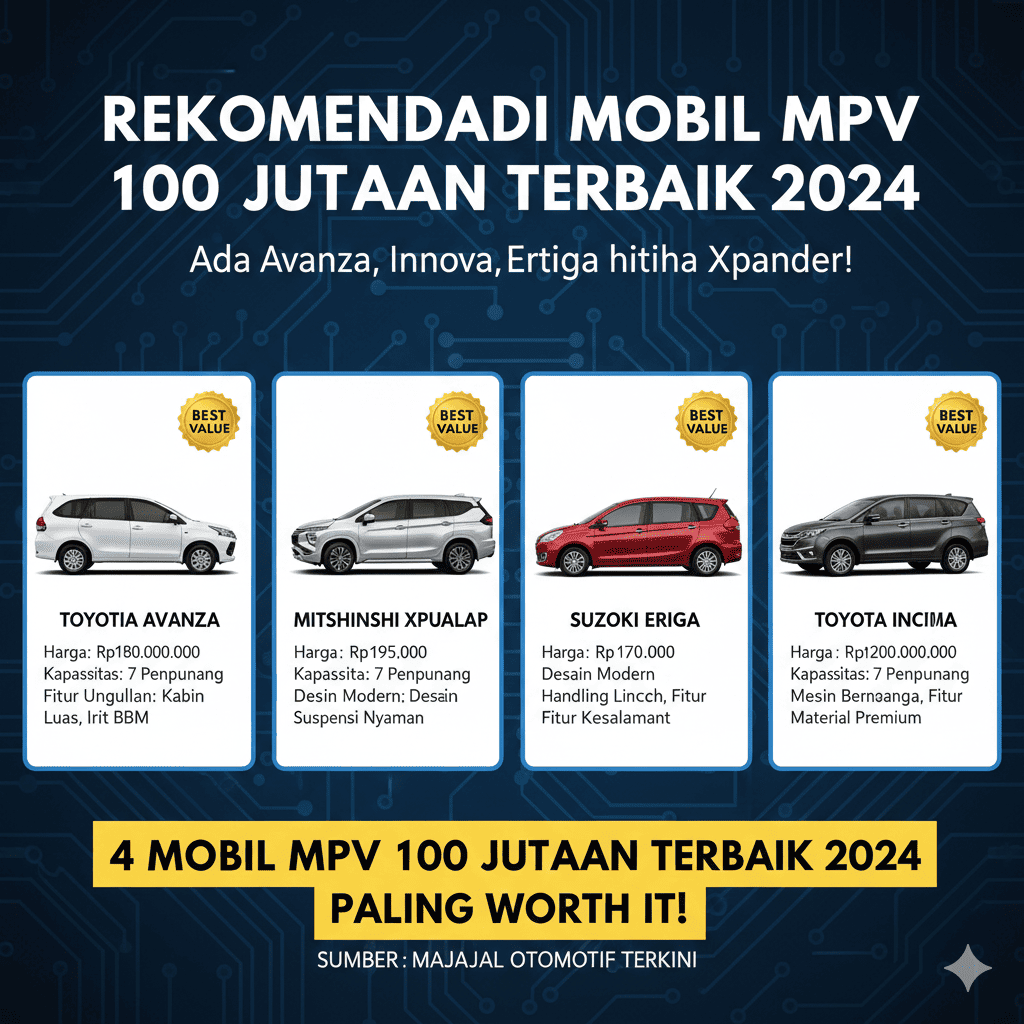 Rekomendasi Mobil MPV 100 Jutaan Terbaik 2024, Ada Avanza, Innova, Ertiga hingga Xpander!