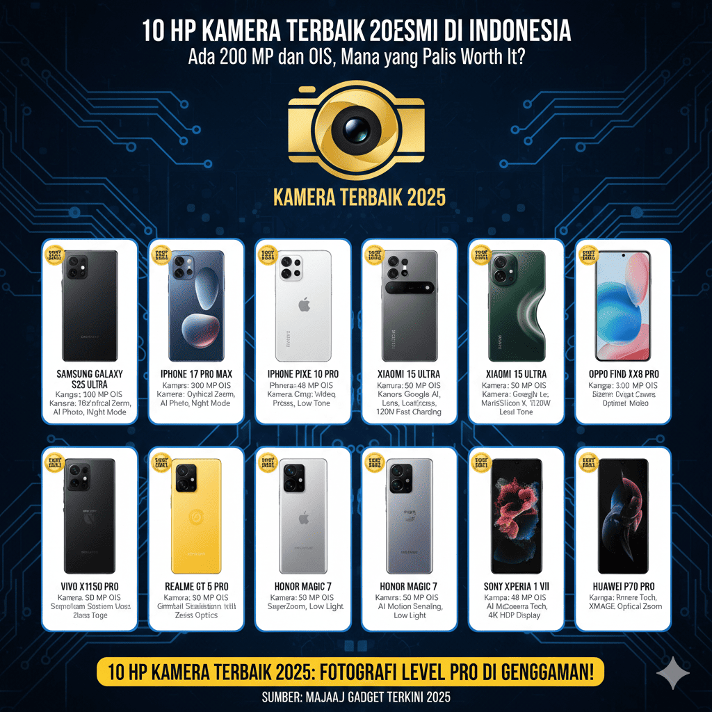 10 HP Kamera Terbaik 2025 Resmi di Indonesia, Ada 200 MP dan OIS, Mana yang Paling Worth It?